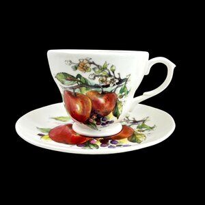 Vtg Duchess Fine Bone English China Cup & Saucer Apple & Floral Design